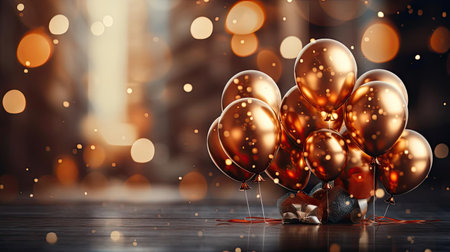 collection of colorful balloons with a blurred background for celebration backgroundの素材