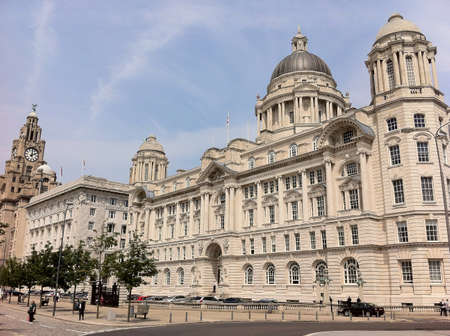 The Three Graces on Liverpool waterfront Liverpool Englandの素材