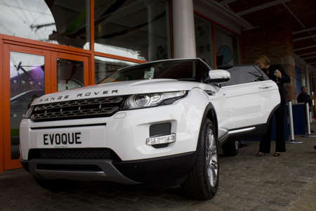 The Range Rover Evoque, pictured outside the Tate Gallery, Albert Dock, Liverpool, Englandのeditorial素材