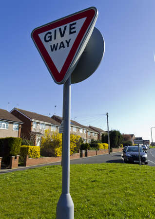 Give way sign, Upton, Wirral, Englandの写真素材