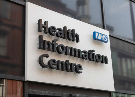 Sign for NHS Health Information Centre in Liverpool May 2018のeditorial素材