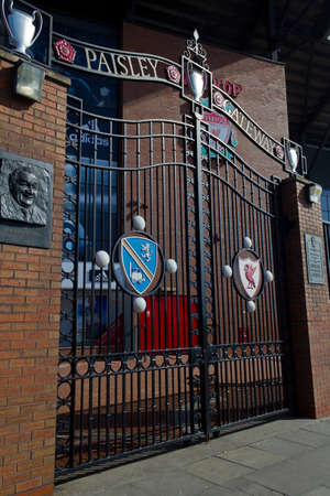 The Paisley Gateway gates part of Anfield home of Liverpool Football Club Liverpool England March 2012のeditorial素材