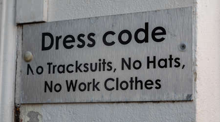 Sign outside a nightclub indicating dress code Widnes Englandの写真素材