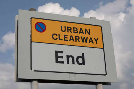 roadside sign indicating end of urban clearway at Birkenhead Wirral August 2019のeditorial素材