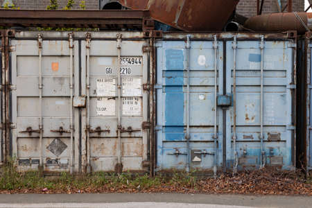side view of ship containers in Wallasey Wirral August 2019のeditorial素材