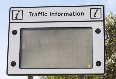 Blank traffic information board in Wallasey Wirral August 2019のeditorial素材