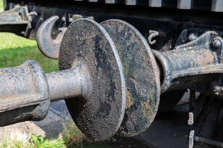 Train buffers on disused carriage in Wallasey Wirral August 2019のeditorial素材