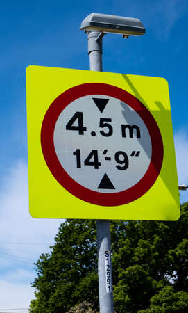Warning sign of low bridge ahead with height restriction Upton Wirral May 2020