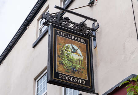 Sign for The Grapes public house in Liverpool July 2020のeditorial素材