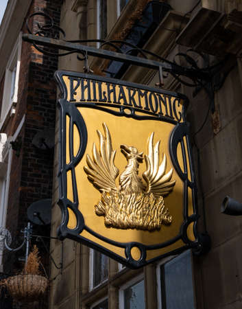 Sign for the Philharmonic public house in Liverpool July 2020