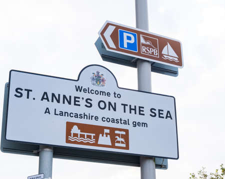 Welcome sign in St Annes on Sea Fylde August 2020の写真素材