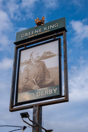 Exterior sign for the Lord Derby public house St Annes on Sea Fylde August 202のeditorial素材