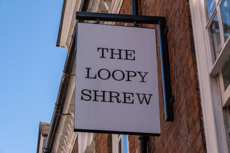 Sign for The Loopy Shrew public house in Shrewsbury Shropshire September 2020