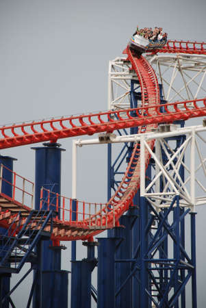 Large roller coaster in actionの写真素材