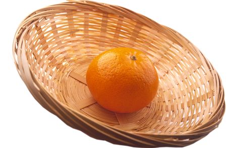 tangerine in  wum plate on  white backgroundの写真素材
