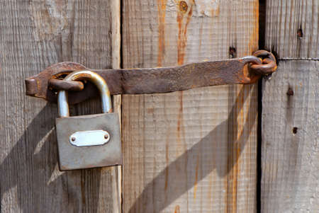 padlock on an old door