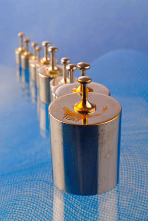 laboratory weights on  white background,  close upの写真素材