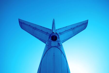  big transport plane on  background of  blue sky,  sunny dayの写真素材