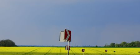 Automobile sign on a background of the blue skyの写真素材