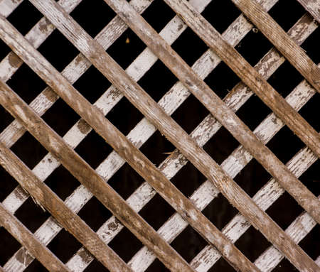 old wooden grille painted with white paint, closeupの写真素材