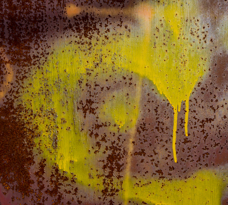 surface of rusty metal sheet coated with remnants of old paint