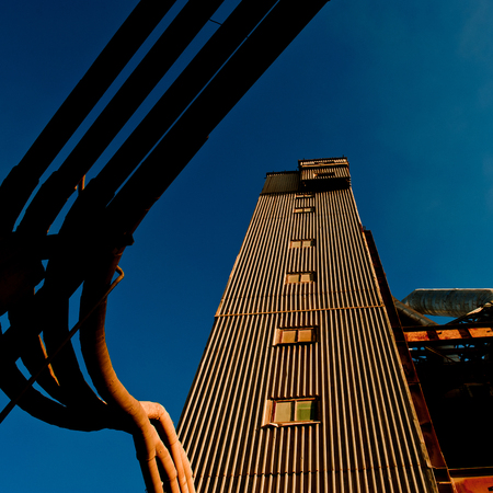 Industrial auxiliary structures on the old plant running  のeditorial素材