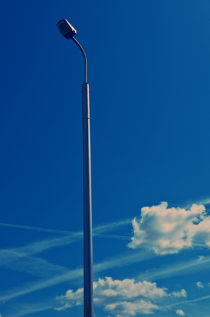 modern street lamp against the sky, the city sleeping area の写真素材
