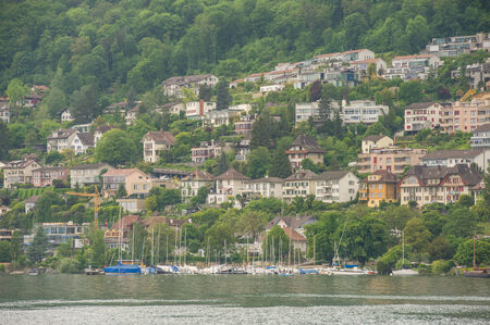 general view of the city of Biel, the spring season, Switzerland