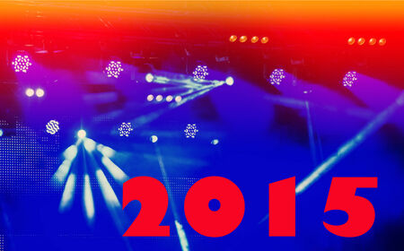 Text numbers 2015 on blue blurred background nightclubの写真素材