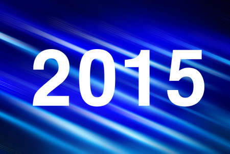 Text numbers 2015 on blue blurred backgroundの写真素材