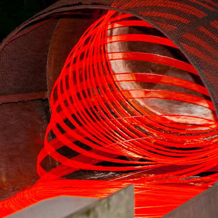 metallurgical production, manufacture of metal wire millの写真素材