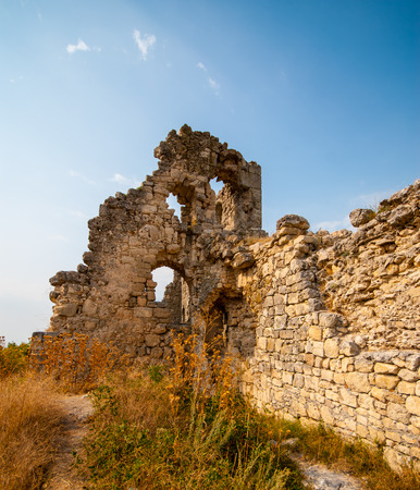UKRAINE, CRIMEA - AUG 22.08. 2008: Mangup Kale (kale means fortress) is a historic fortress in Crimea, located on a plateau about 9 miles due east of Sevastopol.のeditorial素材