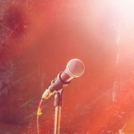 concert microphone on a background of the auditoriumの写真素材