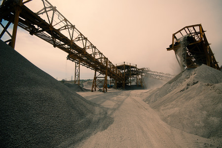 work conveyor on delivery of building rubble to warehouse productsの写真素材