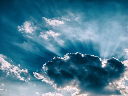 sun's rays and clouds, sunny dayの写真素材