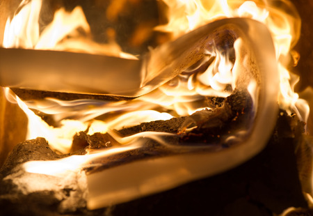 flame when burning the paper in the oven