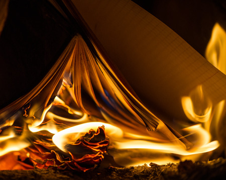 flame when burning the paper in the ovenの写真素材