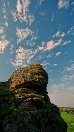 Rocks and stones in the countryside spring landscapeの写真素材