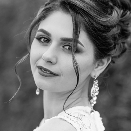 Portrait Girl. With a Stylish Hairdo Outdoors. Beautiful Young Woman. Beautiful Face. Beauty...