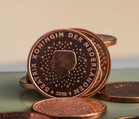 coin worth two cents is on coins. Euro money.  Currency of the European Union.の写真素材