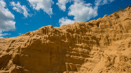 sandy ravine and sky. Spring landscape. In the countryside. Panorama. Ukraine. Europe.の写真素材