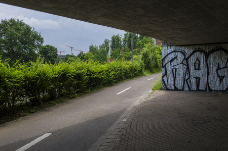 BASEL, SWITZERLAND - JUNE 03, 2017: Impressive art graffiti on the streets of Basel, the facades and corners of the city. The form of urban art.のeditorial素材