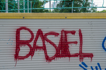 BASEL, SWITZERLAND - JUNE 08, 2017: Impressive art graffiti on the streets of Basel, the facades and corners of the city. The form of urban art.のeditorial素材