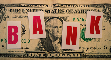 inscription bank on an American one-dollar bill