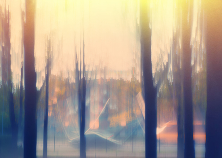 Blurred Background. A Car in Motion on City Street.の写真素材