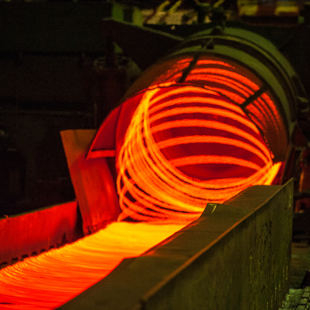 Manufacturing Wire Steel Works. Iron and Steel Metallurgical Plant. Continuous metallurgical...