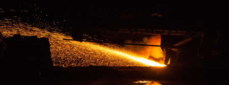Pig iron - metallurgical production. Web banner for your design.