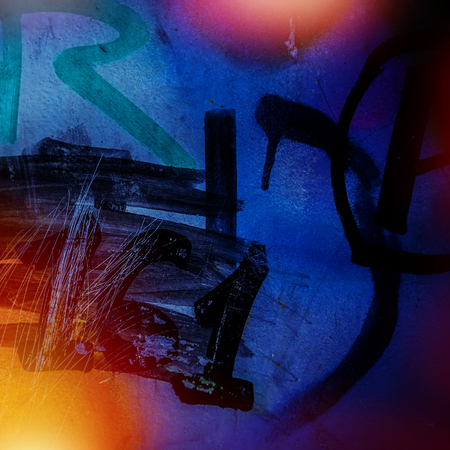 fragments of graffiti and bright fragments of traces of paint. Traces of urbanization.の写真素材