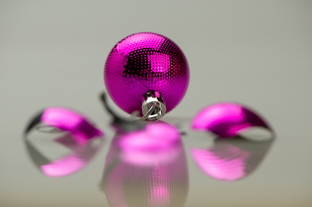 purple Christmas ball lies with the fragments of a broken ball. Web banner. For the blog.の写真素材