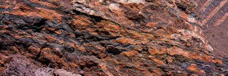 hematite ore destroyed by climatic conditions. Banner for design.